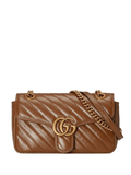 GG MARMONT SMALL MATELASSE SHOULDER BAG IN BROWN