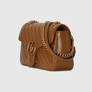 GG MARMONT SMALL MATELASSE SHOULDER BAG IN BROWN