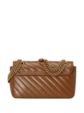 GG MARMONT SMALL MATELASSE SHOULDER BAG IN BROWN