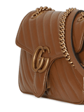 GG MARMONT SMALL MATELASSE SHOULDER BAG IN BROWN