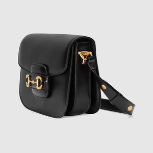 BLACK LEATHER HORSEBIT 1955 SHOULDER BAG