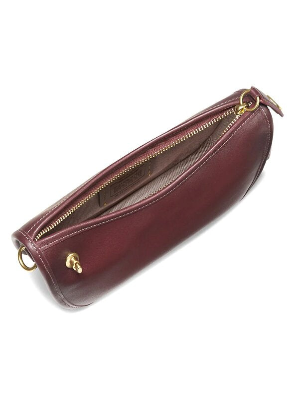 SWINGER LEATHER SHOULDER BAG IN BURGUNDY