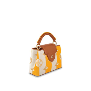 CAPUCINES BB A TWO COLOR BRAIDED LEATHER TOP HANDLE